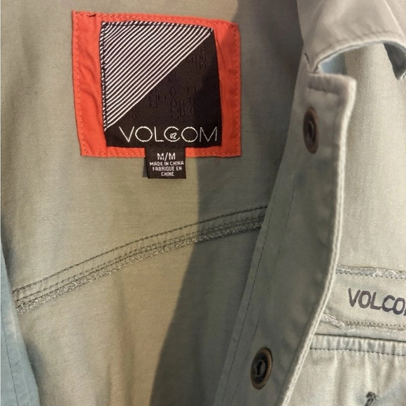 Volcom Olive Green Military Cropped Jacket Women’s Snap Front with Patches - Picture 5 of 7
